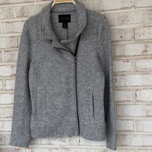 Tahari Women's Asymmetrical Zipper Heather Gray Blazer